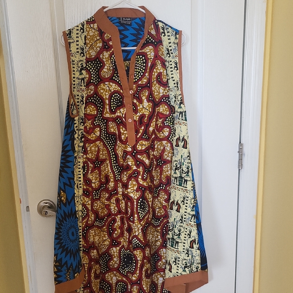Multicolor Sleeveless Patterned Dress